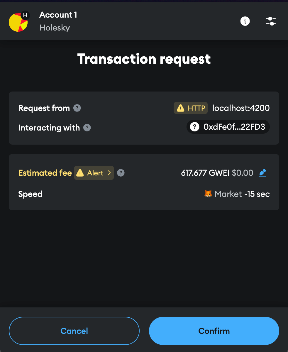 MetaMask Transaction 2 - Interact with the Smart Contract